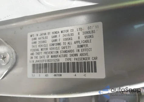 2011 Acura Tsx 2.4 from USA, damaged, VIN JH4CU2F61BC015258